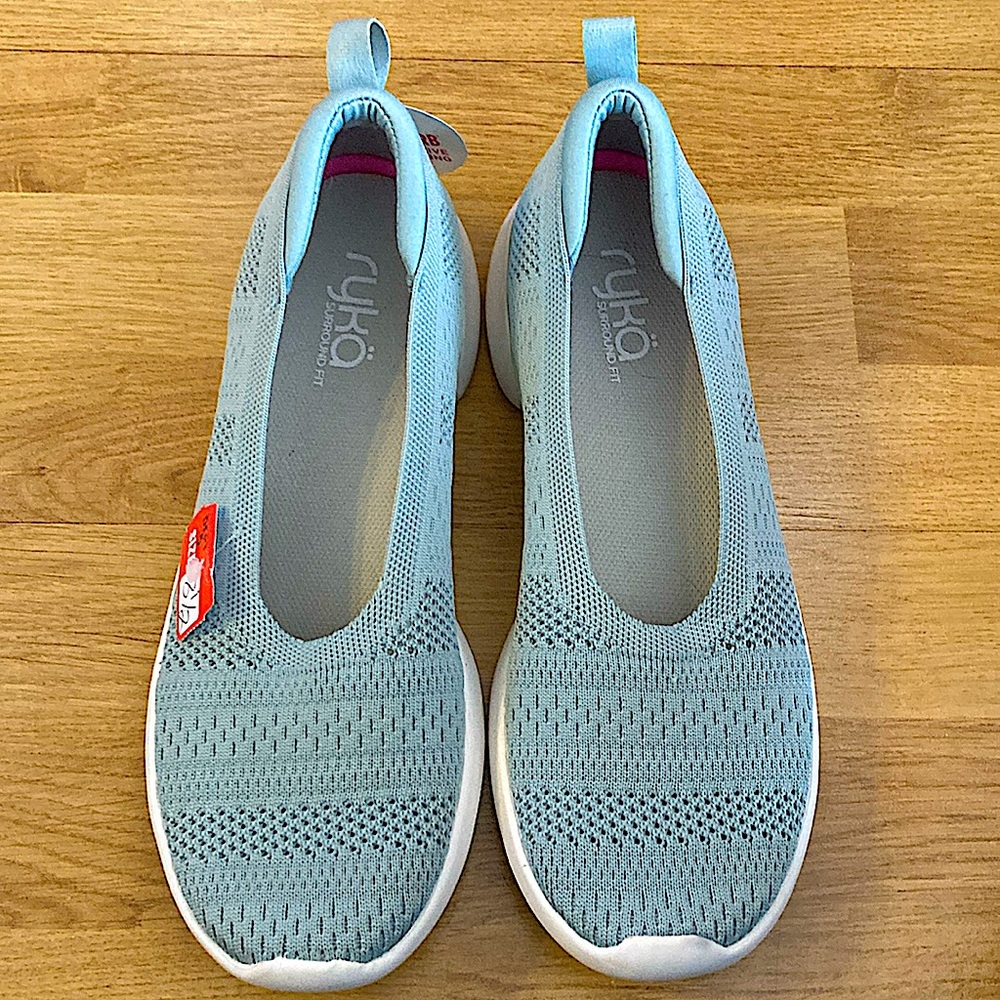 NWT Ryka Knit Perforated Slip-Ons Maisey Gray Mist Size 8.5 - Picture 2 of 9